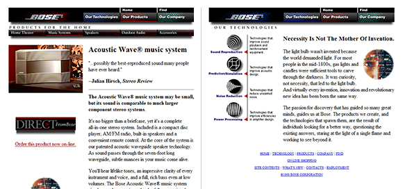 Bose product pages