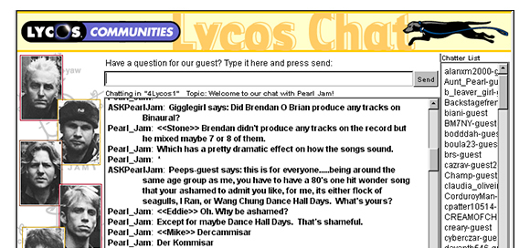 Pearl Jam chat window